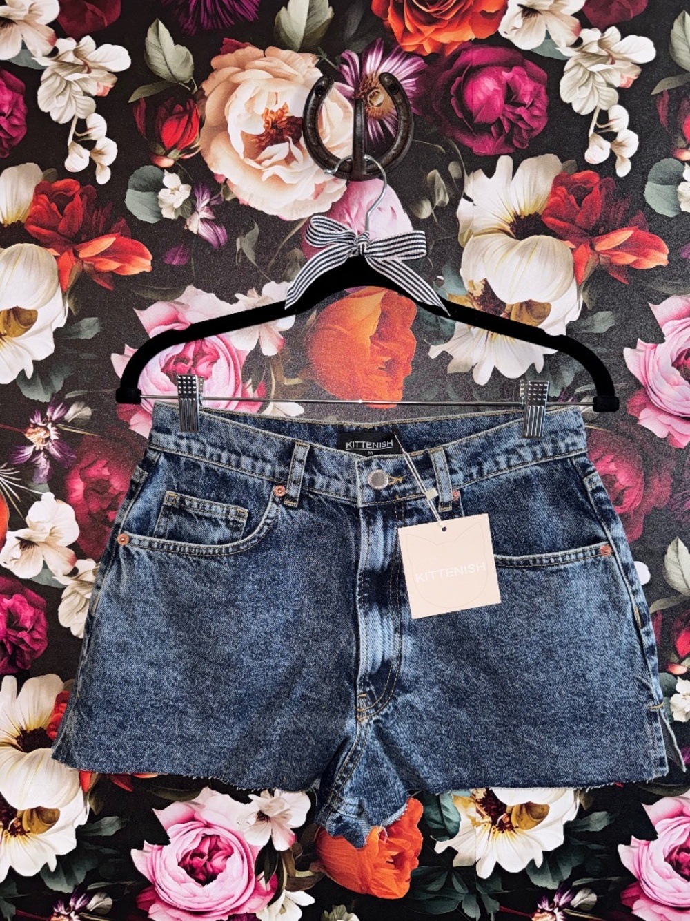 NWT Kittenish Denim Shorts, Dark Wash, 28 & 29